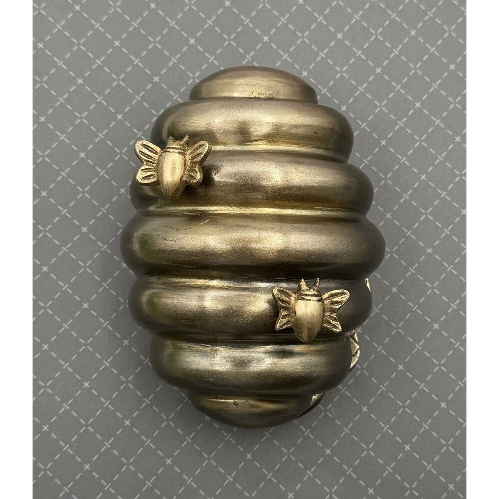 Anthropologie Honeycomb Bumble Bee Door Knocker Brass Gold Tone Beehive Decor